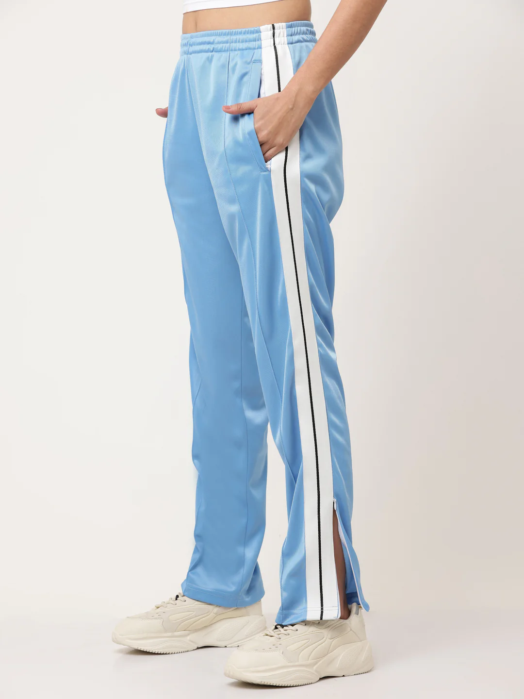 Blue Side tape straight fit track pants