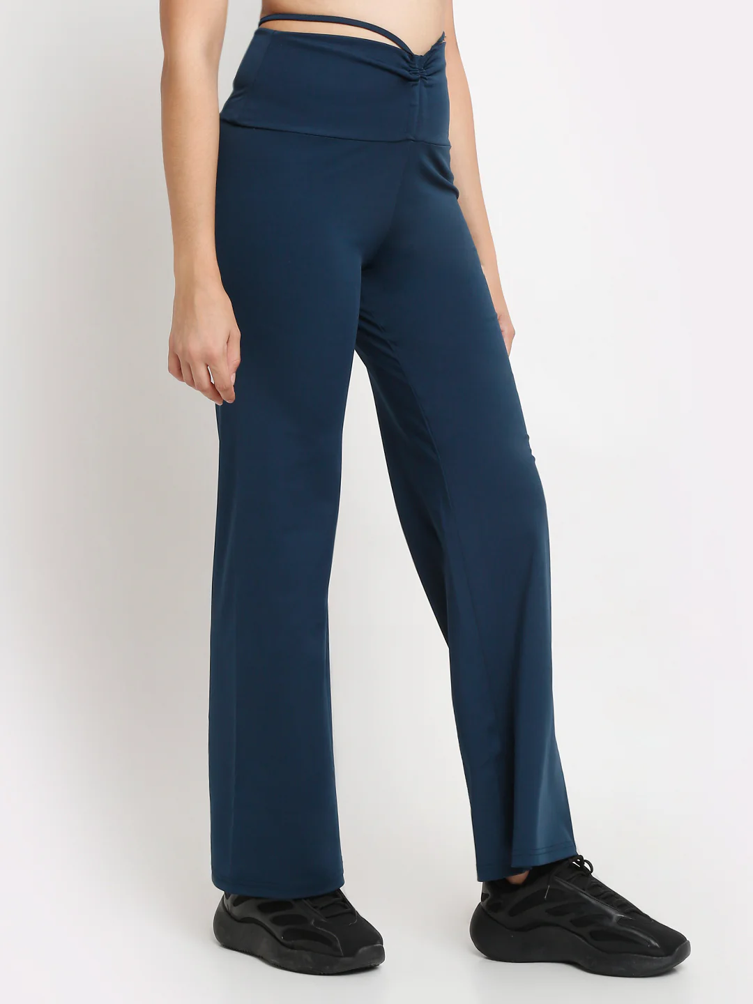 Blue high waist tie up flared trouser - Image 5