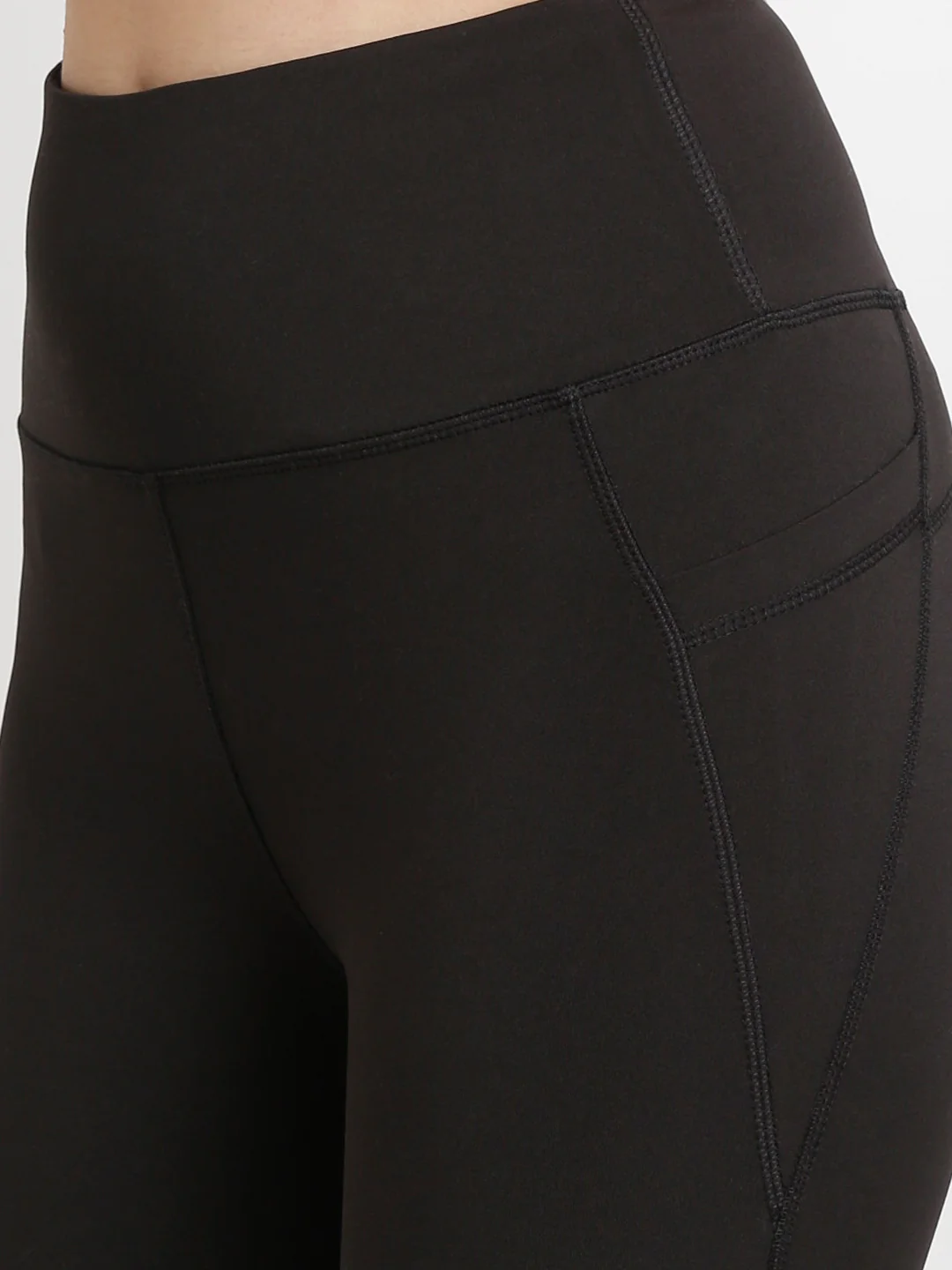 Black Flare High Waisted Essential Pants With Pockets - Image 2