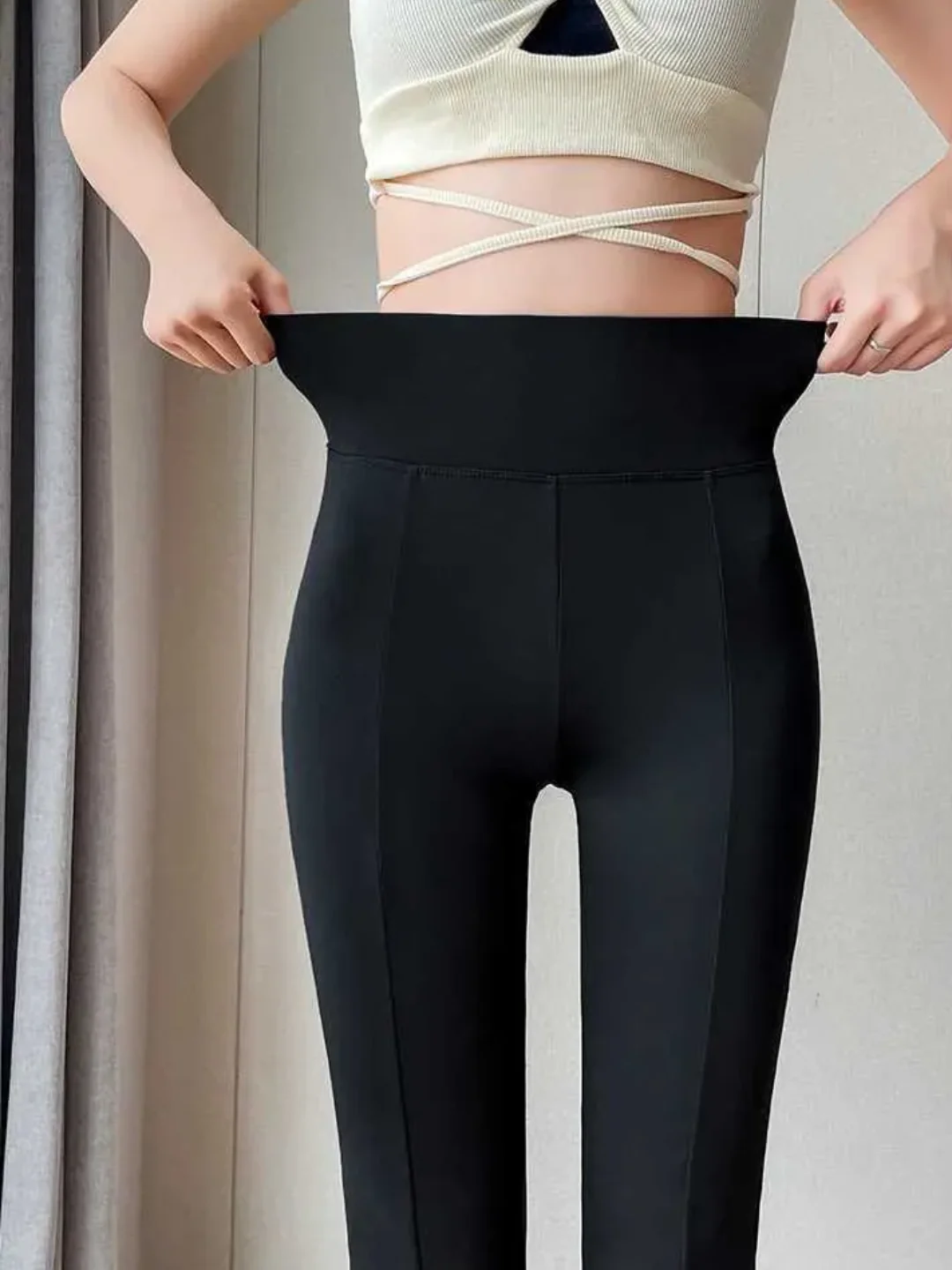 Black High waist front slit yoga pants - Image 5