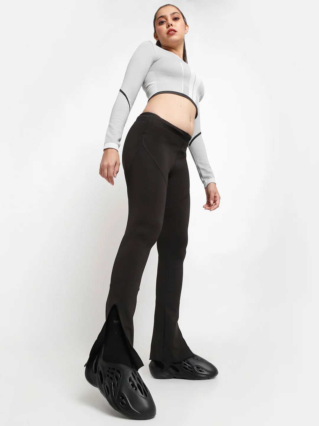 Black Side Slit Flare Pants