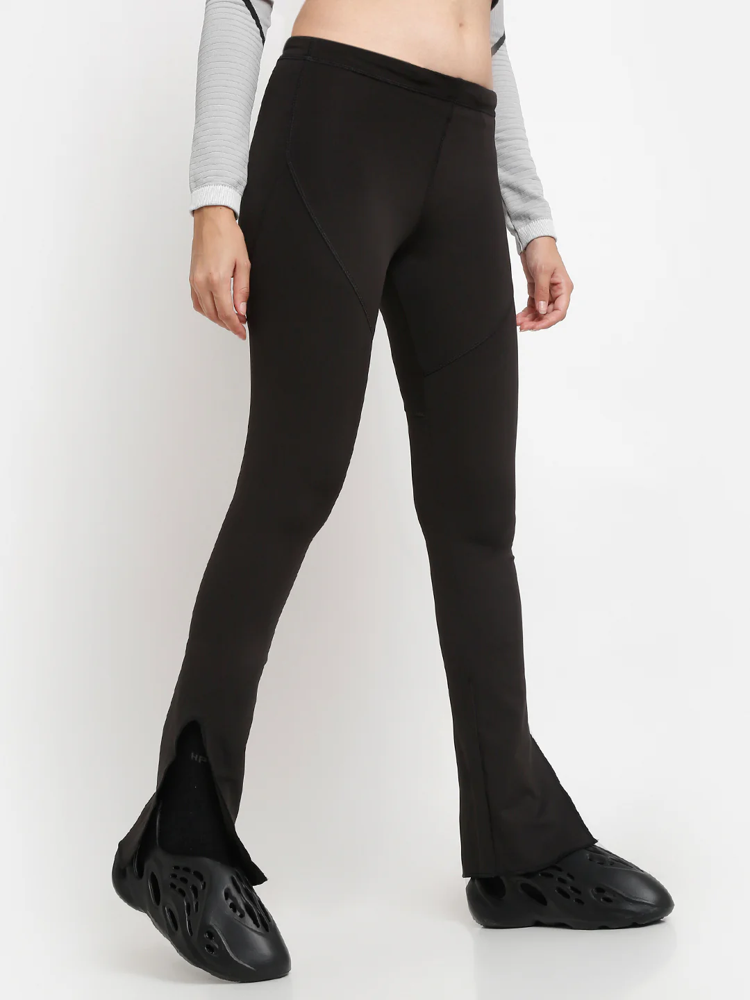 Black Side Slit Flare Pants - Image 3