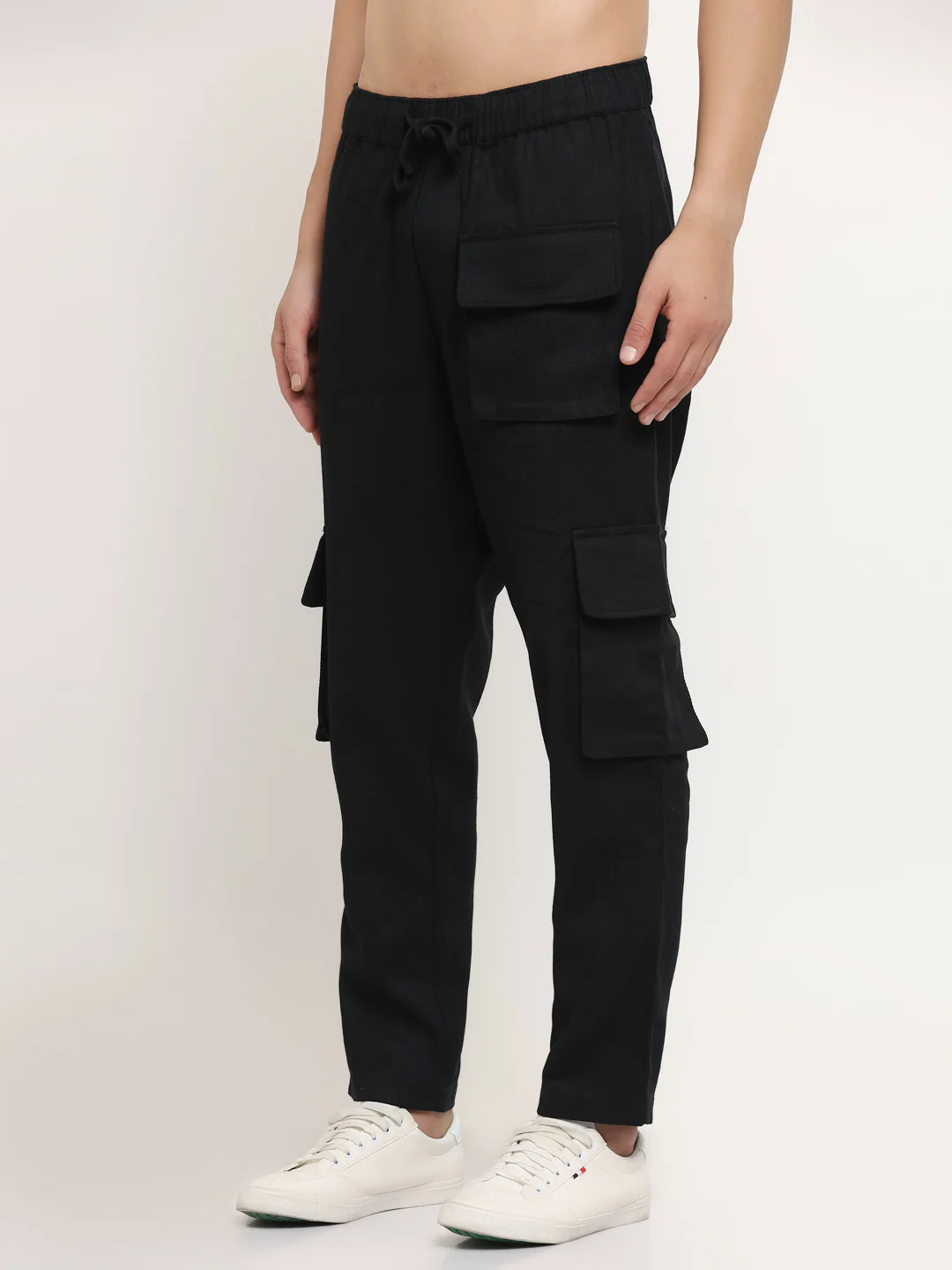 Black Multi-Pocket Cargo Pants - Image 3