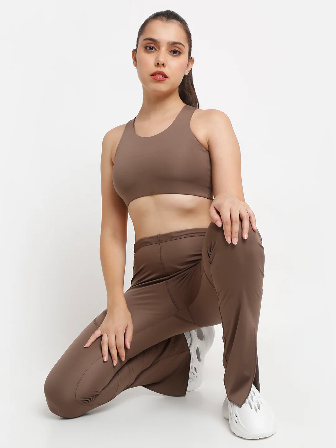Brown Essential Racerback Sports Bra - Image 5