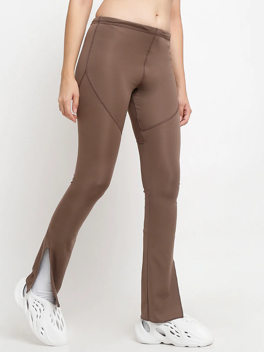 Brown Side Slit Flare Pants - Image 2