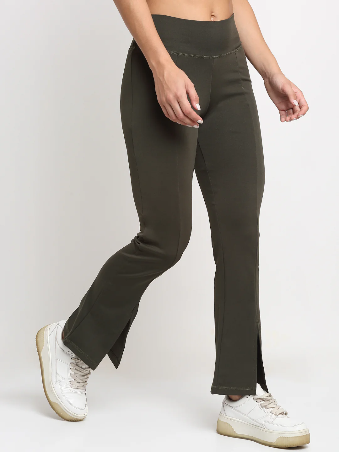 Deep Sage High waist front slit yoga pants - Image 3