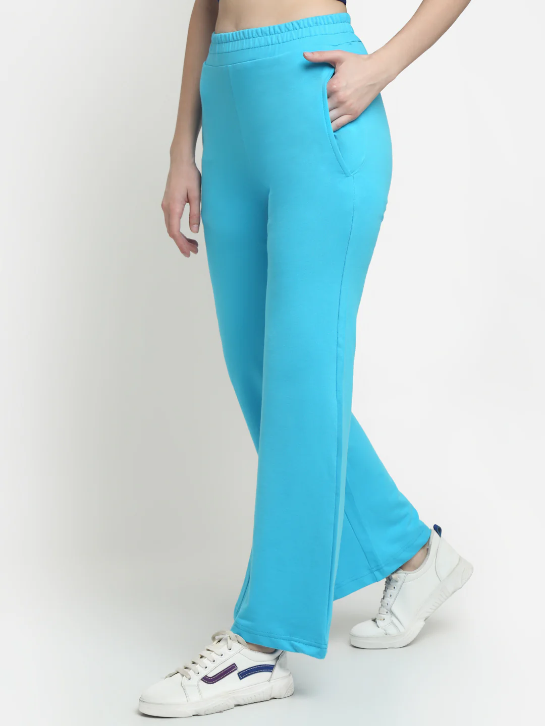 Sky Blue Flared Track Pants - Image 3
