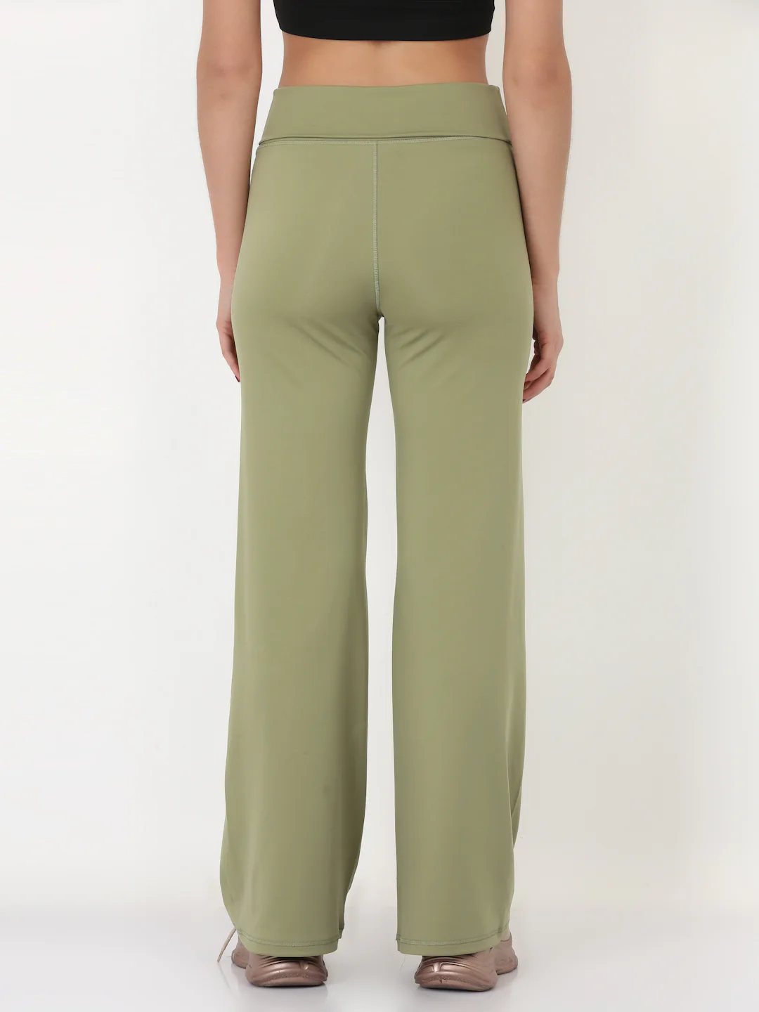 Green  Flared High Rise Full Length Yoga Pants - Image 3