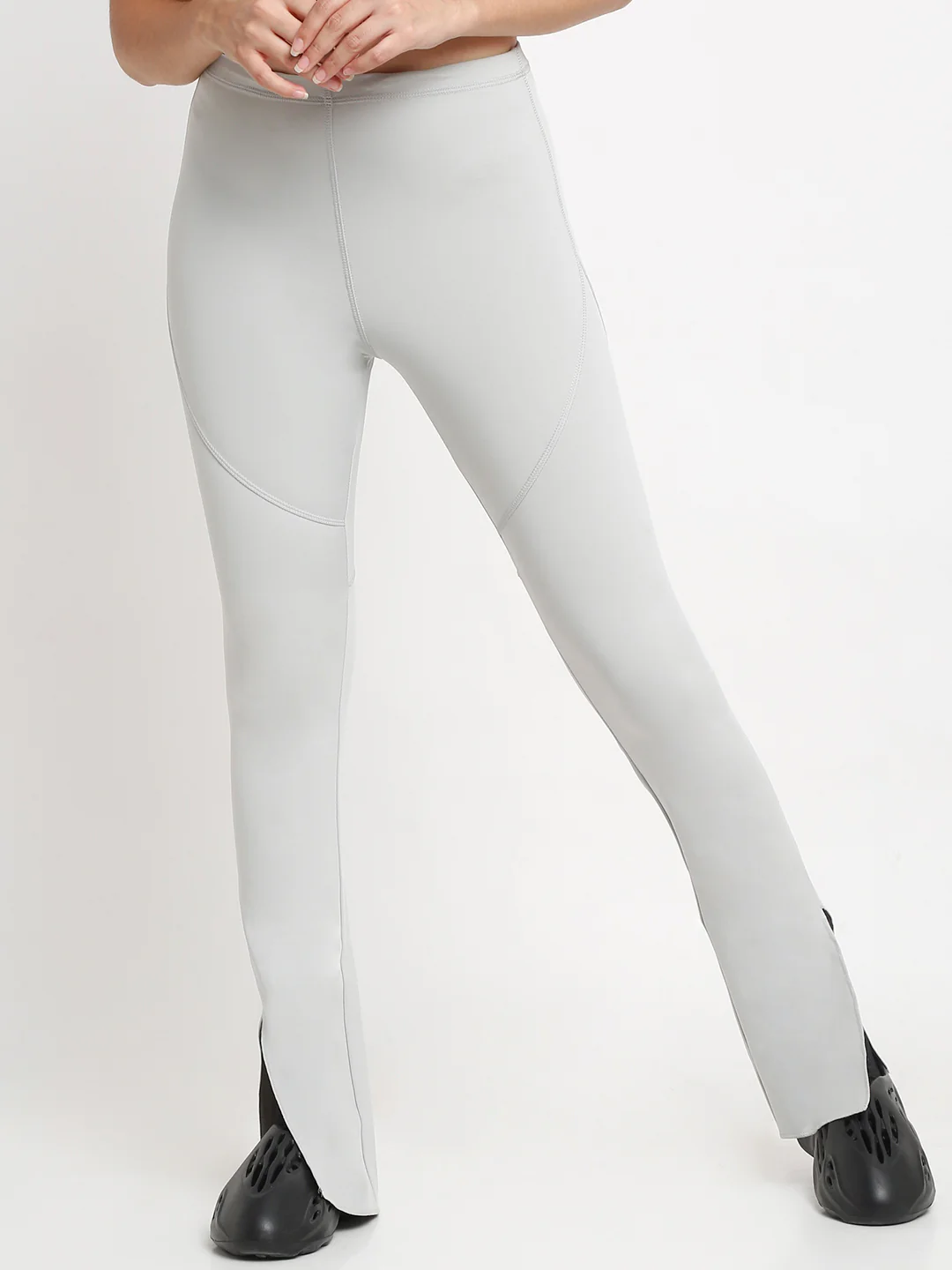 Grey Side Slit Flare Pants - Image 2