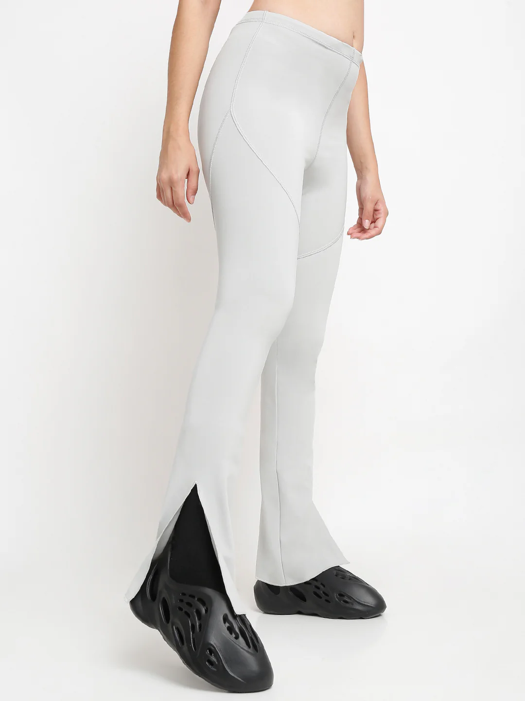 Grey Side Slit Flare Pants - Image 3