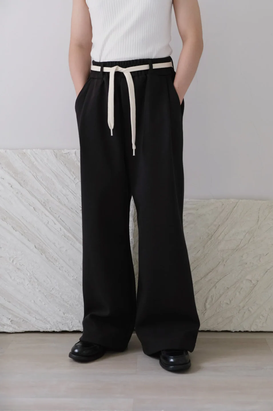Wide Leg Pants With Cotton Belt - Image 13