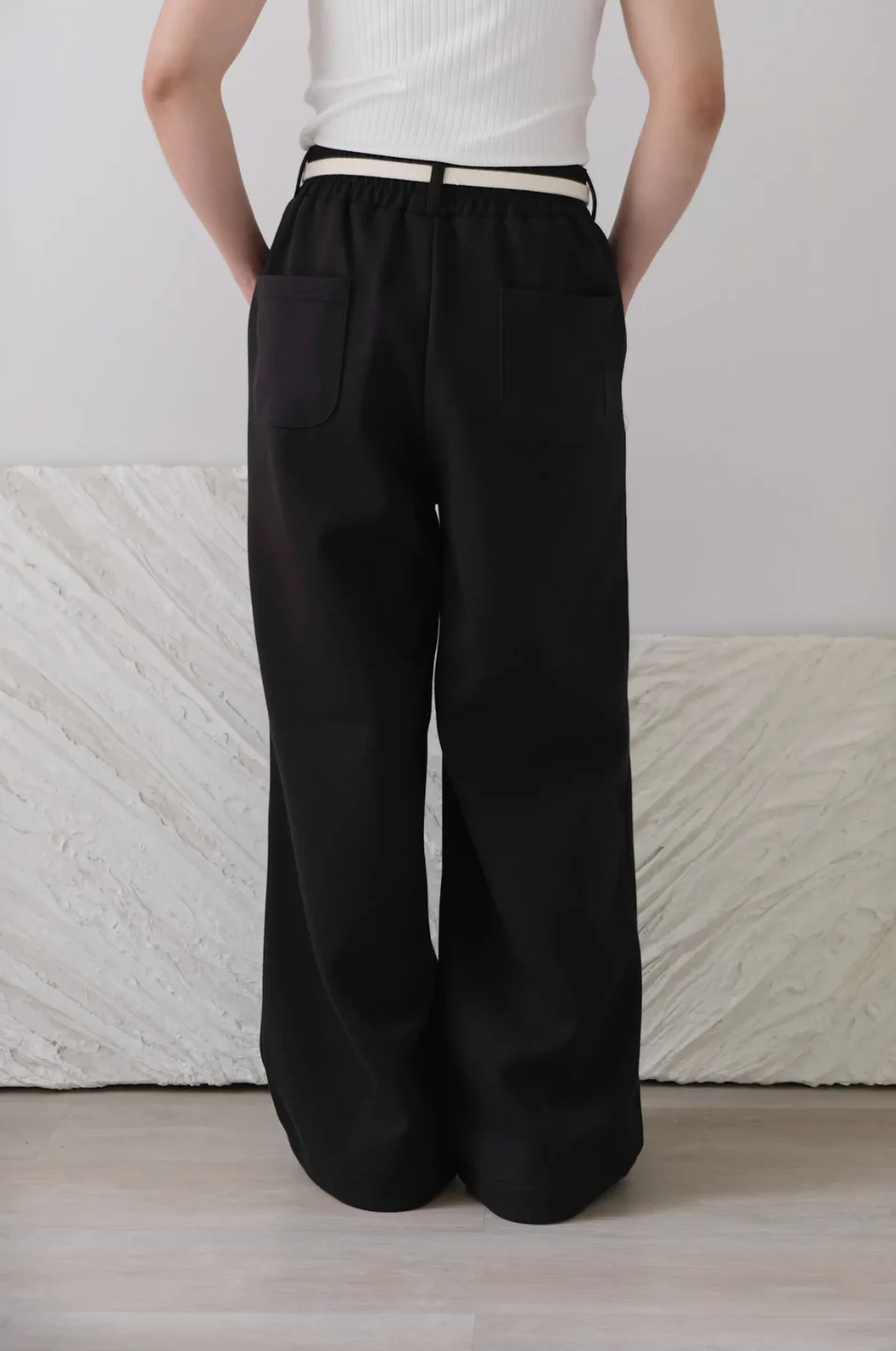 Wide Leg Pants With Cotton Belt - Image 19
