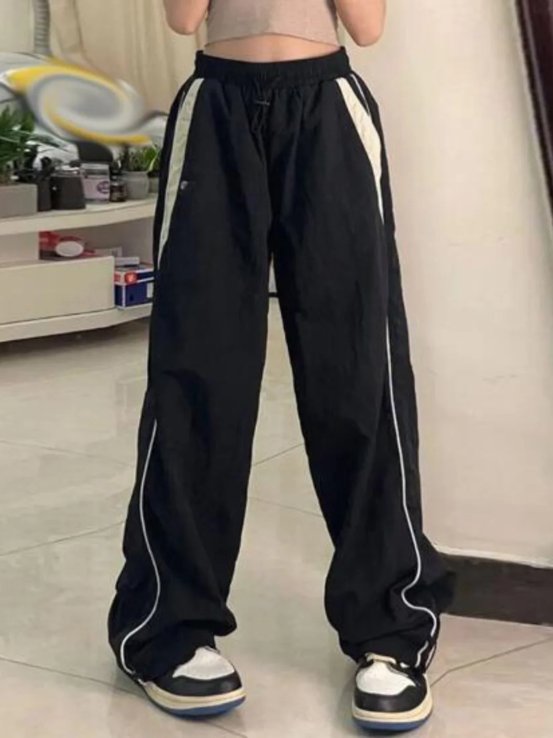 Contrast Piping Trackpant - Black - Image 5
